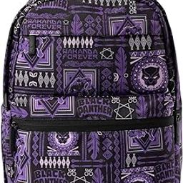 Black Panther: Tribal Pattern Black All Over Printed Soft Polyester 22L Casual Backpacks-1