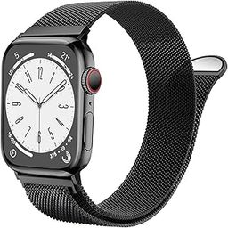 GETSABLE Stainless Steel Loop Magnetic Clasp band Compatible with iwatch bands Series 10 46mm, 9/8/7 41mm, SE2/SE 6/5/4 40mm, 3/2/1 38mm - Black-image-34