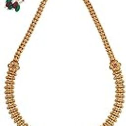 Fashion Jewellery Ruby Gold Polished Antique Necklace With Adjustable Thread | Best For Gifting & Special Occasion | Necklace For Women - 442079-image-13