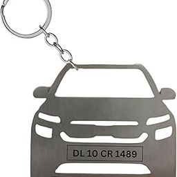 Pijera Personalized Laser Engraved Stainless Steel Car Keychain Custom Silver Matte Finish Keyring with Number for Men Ideal Gift for Car Lovers, Father’s Day, and Special Occasions-image-3