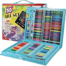 KARP Children Deluxe Art Drawing Set for Kids Case Art and Craft Supplies Drawing and Painting Set Great Gift (150Pcs -Blue)-15
