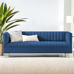 Casaliving Jarvis 3 Seater Sofa Set for Living Room (Blue Fabric) | Premium Fabric Sofa-image-36