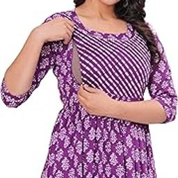 Stylish Women's Pure Cotton All Over Printed Kurti Gown, Maternity Dress, and Feeding Dress – Comfortable and Elegant Maternity Wear for Women-image-75