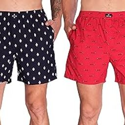 Men Boxer Shorts/Premium Cotton Boxers Side Pocket Printed 0102 (Pack of 2)-40