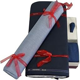 Men's Unstitched 3.25 Meters Suit Length Set with Tie and Shirt Piece (Multicolour, All Weather Fabric,Attractive Box)-image-60