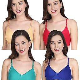Women Everyday Non Padded Bra (Pack of 4) - Made of Pure Cotton Full Coverage Non Wired Soft Cup for T-Shirt Saree Dress Sports Garment for Daily Use Everyday-image-99