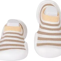 BabyMoo Striped Style Anti-Skid Sock Shoes Ultimate Comfort and Style for Infants, Toddlers, and Kids Lightweight, Durable Rubber Sole Pull-On Design for Boy & Girls.-Brown Age 3-6 Months-picture-19
