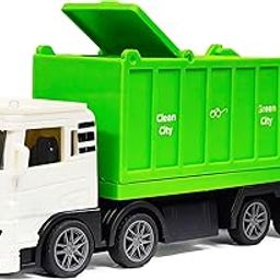 VGRASSP City Sanitation 8 Wheel Truck Toy for Kids - Friction Powered Garbage Dumper Toy Vehicle with Openable Top and Back Door - Color As Per Stock-image-36