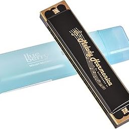 Blueberry R-1601-Black Harmonica for Beginners and Kids - 16 Holes 32 Tunes Mouth Organ Key of C Major for Kids, Students & Adults-picture-19