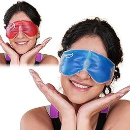 CalmEyes Combo Eye Mask Cooling Dark Circles, Dry Eyes, Cooling Eyes, Pain Relief, Redness, Eye Patches Eye Cooling Gel Pad Stretchable For Eye Relaxing For Women And Men Eye Mask Gel ( Color - Blue & Red )-40