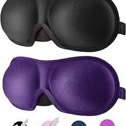 REEBENT Silk 3D Eye Mask For Sleeping,Machine Washable, Sleep Mask For Women, Blinder Blindfold Airplane With Travel Pouch (Black +Purple)-image-16