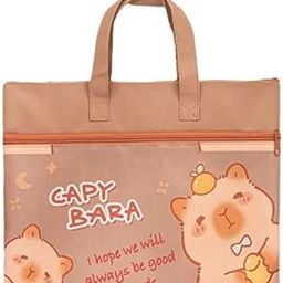 Capybara Cartoon Design Document Bag, 36 cm x 27 cm, Zippered Storage Briefcase with Handles-39