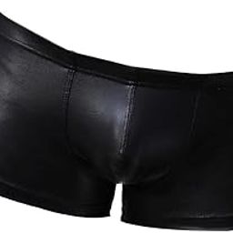 Stretch Boxer Men Faux Leather Fashion Wet Look Underwear Black S-image-7