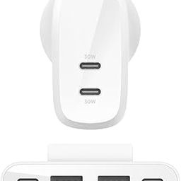 Belkin 60W (30w + 30W) Dual USB-C PPS Fast Charging Wall Charger | 2 Meter Power Extender with 4-Port (2 USB-C & 2 USB-A) | Compatible with iPhone 16, 15, 14, 13, 12, iPad, Galaxy S24, Google Pixel-26