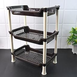 MeeTo 3-Layer Multipurpose Plastic Storage Rack Organizer Stand– Durable & Space-Saving Kitchen Basket Shelf for Fruits, Vegetables,Snacks, Bottles, For Home, Office Easy to Assemble (Multicolor) PC1-image-108