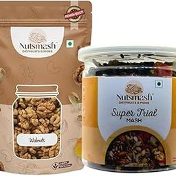 Nutsmash Healthy Dehydrated Fruits Combo of Super Trail Snack Mix 500G and Walnut-500G-image-24