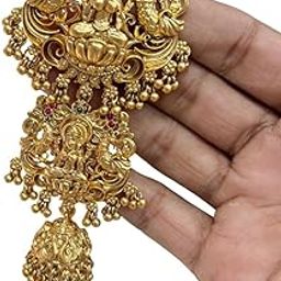 KGR Splash Annam & lakshmi Grand Design Plain Gold Color Two Layer Short JAda Billai For Hair-image-13
