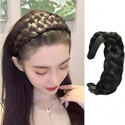 Synthetic Hair Braided Hair Band 4 Plaited Headband For Women & Girls Fashion Hair Accessory (Black)-image-58