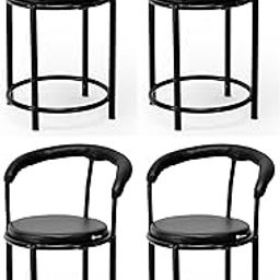 Exclusive Iron Frame Comfortable Bar, Cafe, Kitchen, Salon, Reception Stool & Lawn Chair (Black, Standard Size, Set of 4)-image-12