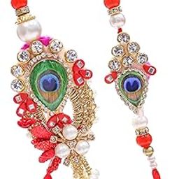 Rakhi for Brother and Bhabhi - Evil Eye Couple Bracelet Rakhi Set of 2 with Greeting Card and Roli Chawal Combo - Lumba Rakhis for Bhaiya Bhabhi-65