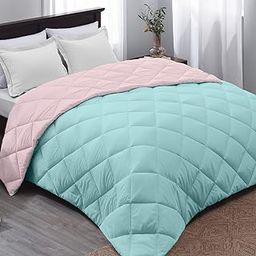 AYKA Reversible Comforter 220 GSM Microfiber Reversible AC Comforter/Blanket for Winter/Quilt/Duvets for King Size Double Bed Comforter (90 * 100, Aqua & Peach)| TC - 220-image-67