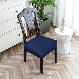 FABANE Universal Size Dining Chair Seat Cover Set of 4 Seater pcs are Easily Washable Strechable and Comfortable for Dining Room (4 Seat Cover, Solid Navy)-image-53