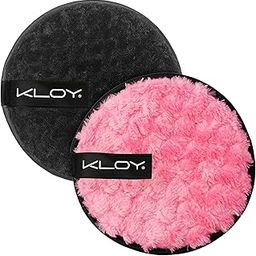 KLOY Reusable Multipurpose Makeup Removal Facial Cleansing Pads (Pack of 2) - Eye and Foundation Remover Pads for Simple Cleansing (Pink & Black)-3