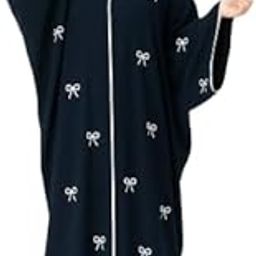 JK Enterprises Full Length Dubai Style Burkha Abaya, Stylish Front Bow Embroidered Dress, Long Bell Sleeves Burkha, Muslim Outfit For Women And Girls, Modest Islamic Dress-image-19