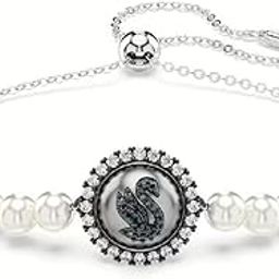 Swan Rhodium Plated Grey Cubic Zirconia Crystal Cubic Zirconia Bracelet for Women 24cm-image-3