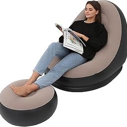 Portable Fast Inflatable Sofa Chair with Foot Stool, Surface with Plush Smooth Comfortable Ideal for Living Room, Room and Outdoor Camping use.-image-53