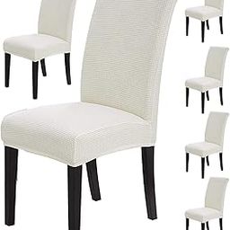 Styleys Dining Chair Cover Slipcovers, Jacquard Chair Seat Protector Removable Washable Spandex Kitchen Chair Covers for Dining Room, Set of 6, Ivory, JLMC01-image-36