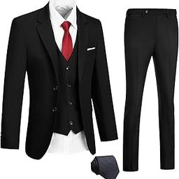 Mens Suits 3 Pieces 2 Button Slim Fit Suit Tuxedo Prom Formal Jacket Blazer Vest Pants with Tie-image-57