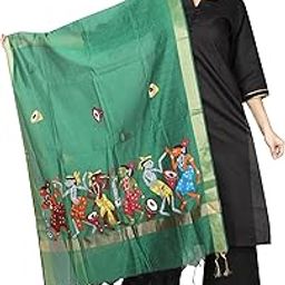 Girls & Women Hand Painted Patachitra Cotton Dupatta (2.34 Meters)-image-33