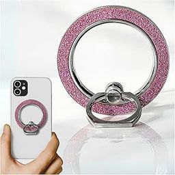 Regor Magnetic Glitter Phone Holder| Mag - Safe Ring | Foldable Mobile Phone Stand | Glitter Ring Holder | Mobile Back Holder Grip| Metal Grip for Selfie & Works as iPhone & Android Phone Stand – Pink-image-98