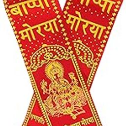 Ganpati Bappa Scarf, Dupatta, Khes, Shawl, Patka, Stole And Special Ganesh Chaturthi Festival Visarjan Velvet Scarf Unisex (Size, Width 4.5 Inches And Long 50 Inches, Red)-picture-45