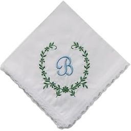 Shree adodhya women hankerchief with beautiful alphabet B embroidery, white colour and cotton handkerchief with embroidery. set of 2-image-82