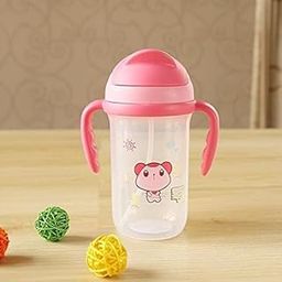 URbani Trading Soft Silicone Straw Sipper Cup with Handle, with Weighted Straw, Sippy Cup with Anti Spill Lock, BPA Free-5