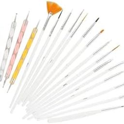 Nail Art Brushes, Nail Art Design Painting and Drawing Polish Brush Tool Kit,Dotting Tool, Acrylic Nail Art Design Painting Tool Pen Polish Nail Brush Set 20 Pcs-50