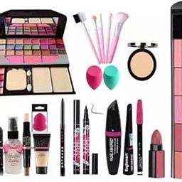 SHISHI Makeup Kit with 5 Pink Makeup Brushes, 3in1 Combo, 36H Eyeliner, Kajal, Compact, 5in1 Lipstick, Fixer, Primer, Contour, Foundation, 3 Makeup Puffs - (Pack of 20)-16