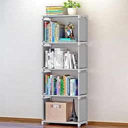 NICOYA 5 Tier Cube Storage Organizer Foldable Multipurpose Open Bookshelf (Grey)-1
