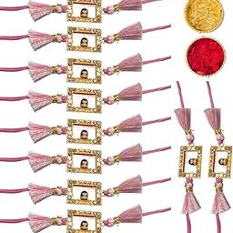 Set of 10 Rakhi Set for Brother with Roli Chawal | Traditional Handmade Rakhee with Beads and Thread | Ethnic Indian Rakhi for Raksha Bandhan-image-83