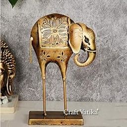 CraftVatika Metal Elephant Statue Tea Light Candle Holder Stand Decorative Showpiece for Home Living Room Desk Office Desk Decoration (Set of 1)-image-61