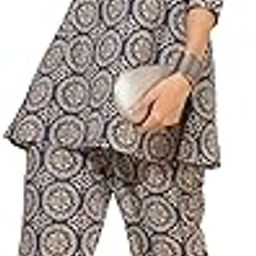 Women's Pure Cotton Ethnic Motifs Printed A-Line Co-Ord Set-image-2