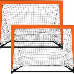 2 Pack 4’ x 3’ Size Portable Kid Soccer Goals for Backyard, Indoor and Outdoor Pop Up Soccer Goals, Orange, Theresduet-picture-27