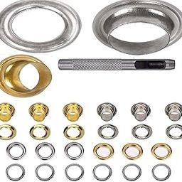 DIY Crafts 200 Pcs, Silver Mix Sizes, Grommets Eyelets, Silver (Made of Metal/Brass As Choice) (200 Pcs, Silver Mix Sizes)-29