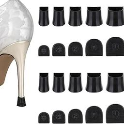 Inralimot 10 Pairs Heel Caps for High Heels, 5 Sizes Heel Covers for High Heel Shoes Black High Heel Protectors Non-Slip Heel Stoppers for High Heels Replacement Tips Caps for Walking on Grass and Uneven Road-27