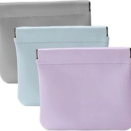 ALUXY 3Pcs Pocket Cosmetic Bag - Squeeze, Waterproof Leather, No Zipper, Self-Closing, Portable Travel Makeup Pouch (Multicolor) 11.4x10.4x0.5 cm-image-76
