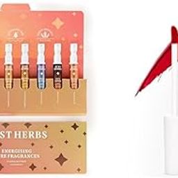 Just Herbs Women Edp Perfumes Trial Set Of 8 X 3Ml Long Lasting Pocket Perfume Citrus Fragrances & Relaxed Matte Liquid Lipstick Lip Colour Combo, 24 Millilitres-31