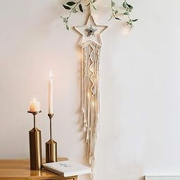 Handmade Macrame Star Moon Dream Catcher Pack of 2| WBDC 07 | Boho Wall Hanging Decor, Best Gift for Girls, Friends, Marriege, Home, Bedroom, Living Room Decoration 36" H x 10" W-image-65