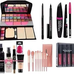 Just Tya Professional Makeup Kit Set with Eyeshadow Palette, Lipsticks, Makeup Brushes, Beauty Blender and Fixing Spray-58